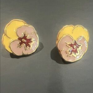 Floral Enamel Stud Earrings